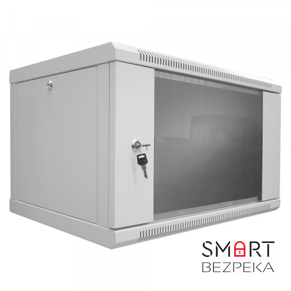 Шафа серверна SteelNet 9U 600 x 350 для мережевого обладнання (скло, сірий)