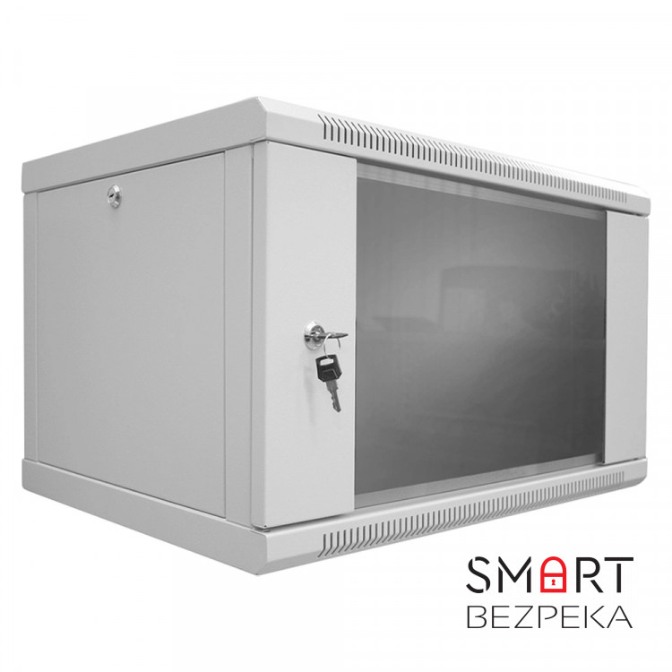 Шафа серверна SteelNet 9U 600 x 350 для мережевого обладнання (скло, сірий)
