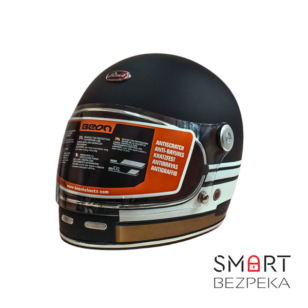 Мотошолом інтеграл Beon B-510 FIBER TRACK MATT BLACK/WHITE (матовий чорний/білий), розмір XL