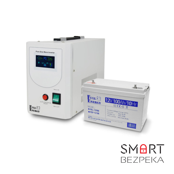 Комплект автономного резервного електроживлення: Інвертор Full Energy HB1012 1000ВА/800Вт + АКБ Full Energy FEL-12100 12 В 100 А·год