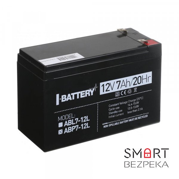 Аккумулятор 12В 7 Ач для ИБП I-Battery ABP7-12L