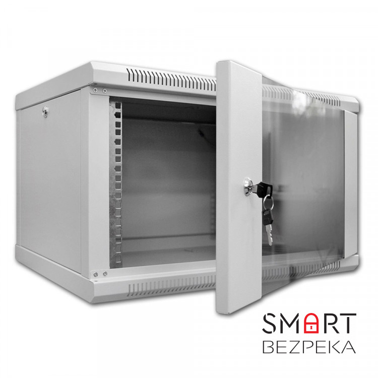 Шкаф серверный SteelNet 9U 600 x 450 для сетевого оборудования (стекло, серый)
