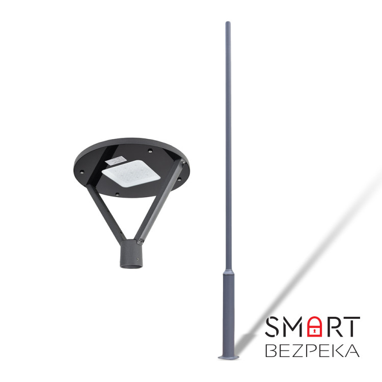 Комплект світильник світлодіодний парковий Lightwell LW-GL-50FT + стовп парковий сірий 4м + кронштейн Dahua PFA152-E