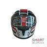 Мотошолом інтеграл Beon B-503 SINGLE VISOR ANGLE TEAR SHINY WHITE/RED (глянець білий/червоний), розмір XL