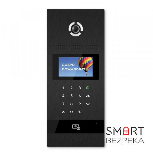 Багатоабонентська IP панель виклику Bas-IP AA-12FB black з розпізнаванням облич і зчитувачем UKEY для IP-домофонів