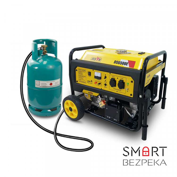 Генератор з карбюратором газ/бензин BISON BS6500E максимальна потужність 5.5 кВт