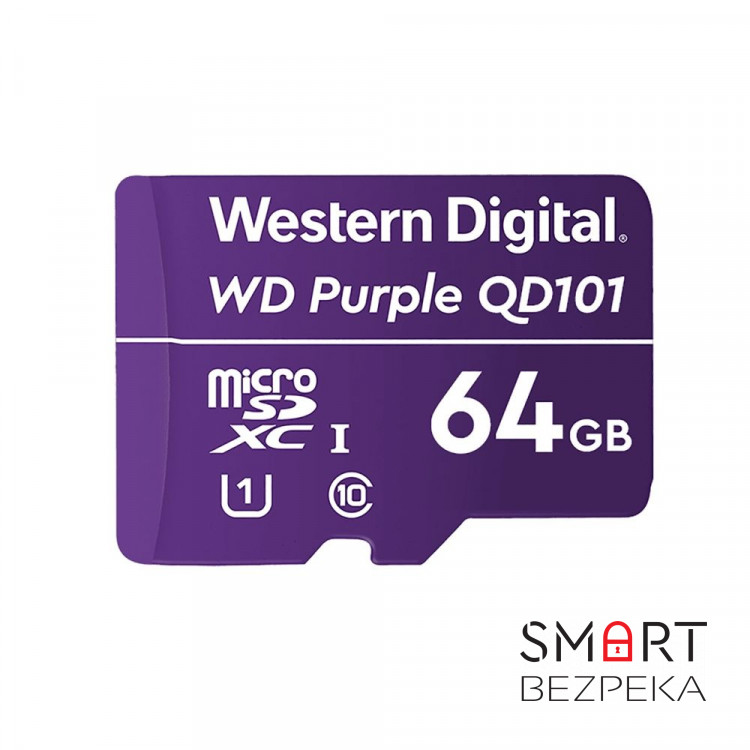 Картка пам'яті Western Digital MICRO SDXC 64GB UHS-I WDD064G1P0C WDC спеціалізована для відеоспостереження