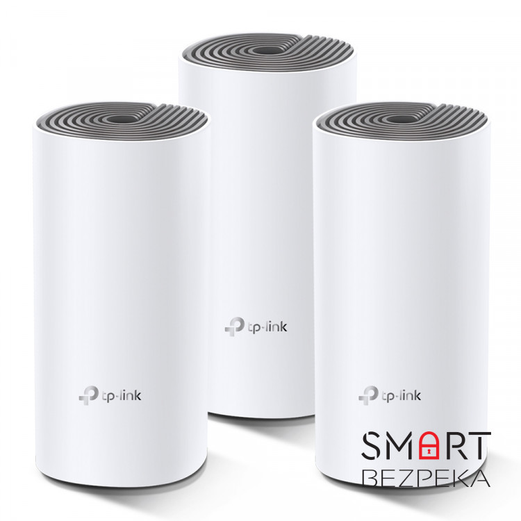 Домашняя Mesh Wi-Fi система TP-LINK DECO E4 3PK AC1200 2xFE LAN/WAN MU-MIMO (DECO-E4-3-PACK)