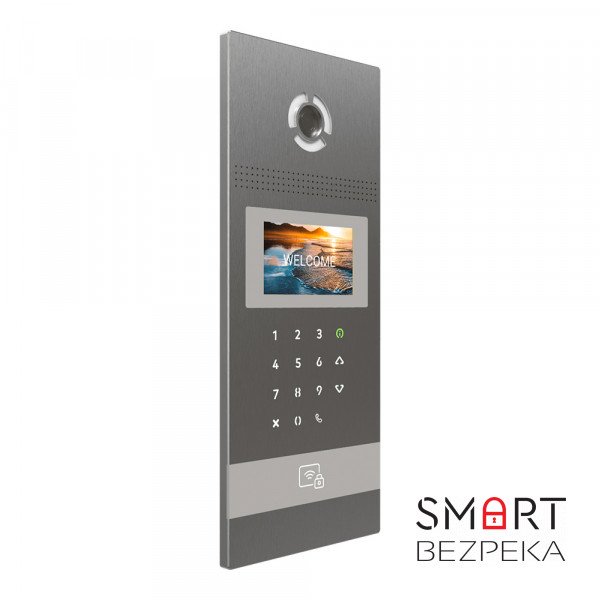 Багатоабонентська IP панель виклику Bas-IP AA-12FB silver з розпізнаванням облич і зчитувачем UKEY для IP-домофонів