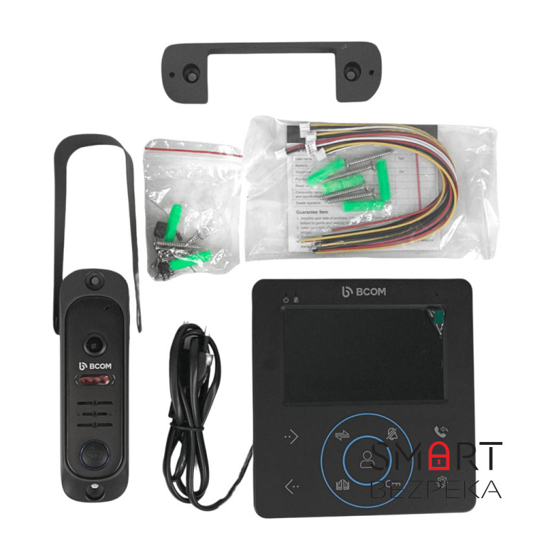 Комплект відеодомофона BCOM BD-480 Black Kit: відеодомофон 4" і відеопанель