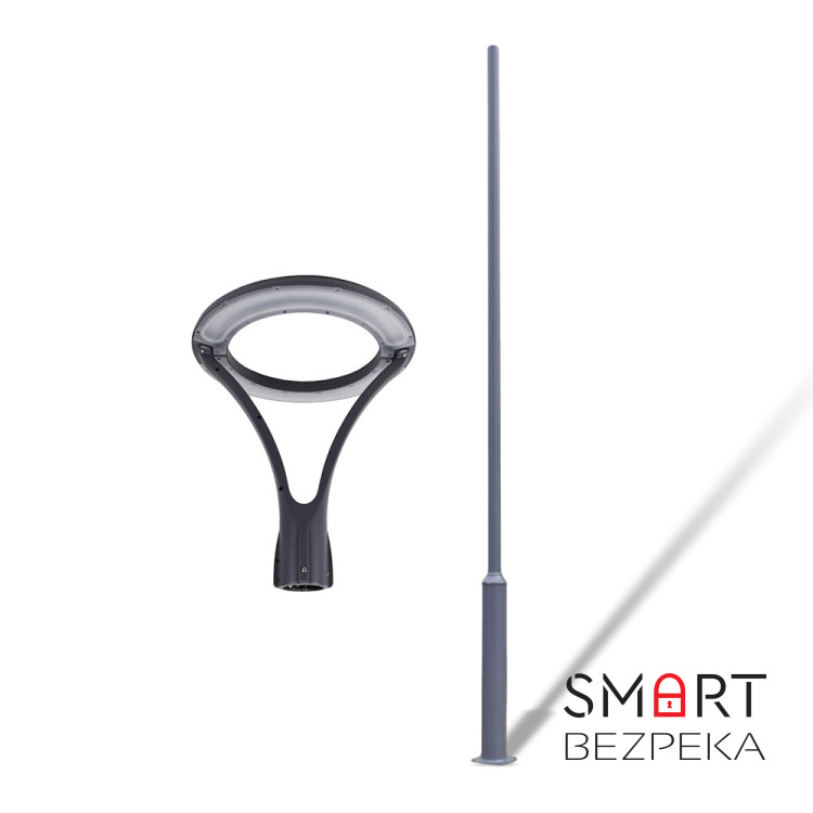 Комплект світильник світлодіодний парковий Lightwell LW-GL-50T + стовп парковий сірий 4м + кронштейн Dahua PFA152-E