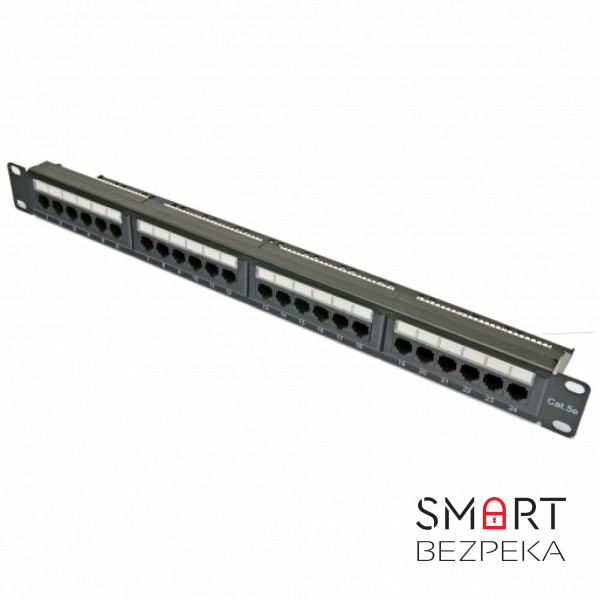 Патч-панель CMS 19" 24хRJ-45 UTP, кат. 5e з організатором кабелю