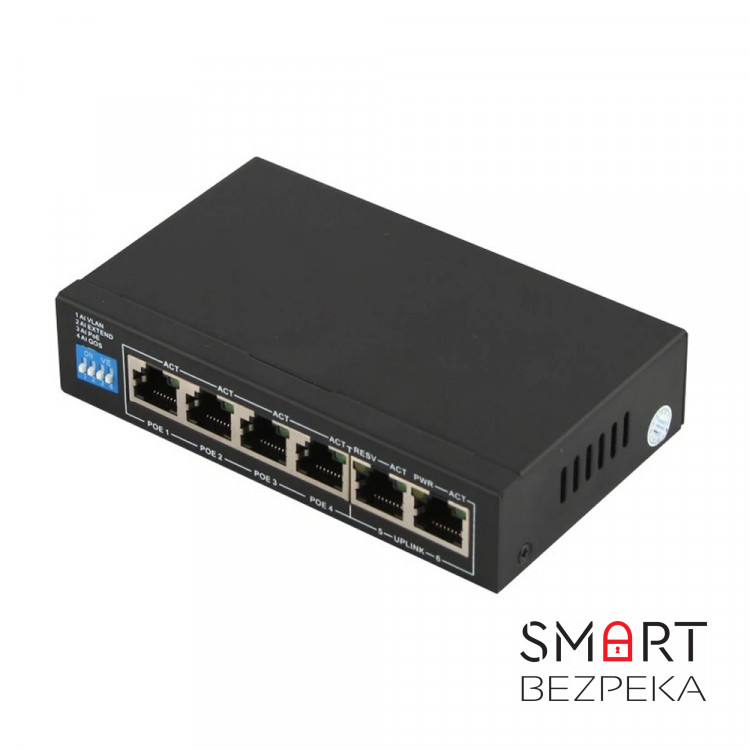 PoE-коммутатор FoxGate S6004G-G2-AI POE Watchdog 6-портовый неуправляемый
