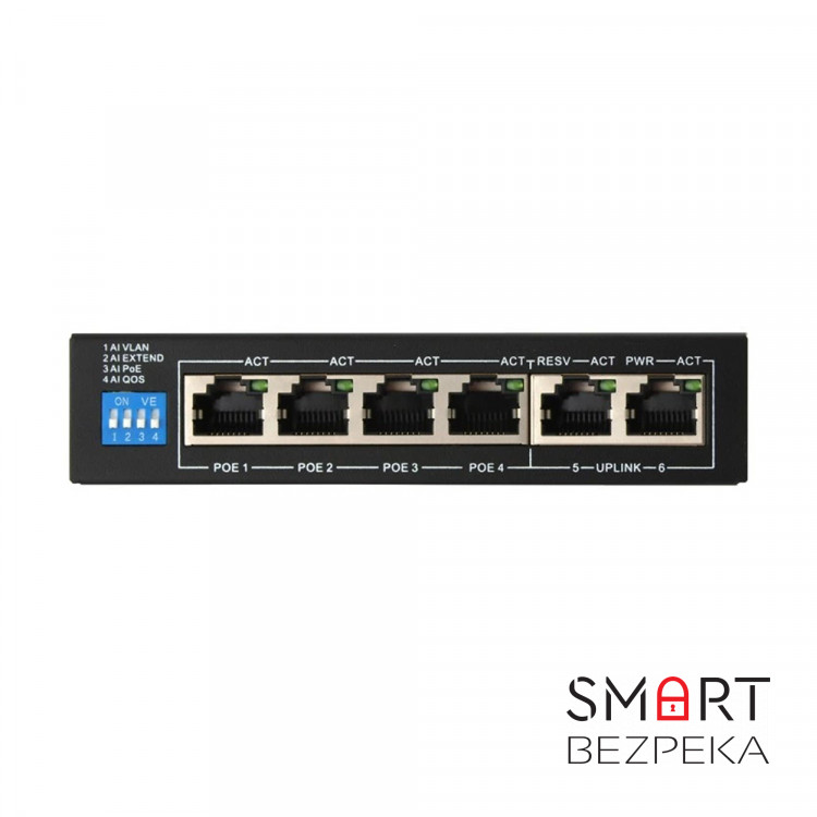 PoE-коммутатор FoxGate S6004G-G2-AI POE Watchdog 6-портовый неуправляемый