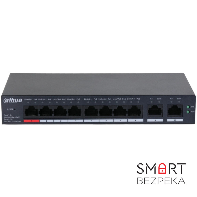 Неуправляемый PoE-коммутатор Dahua DH-CS4010-8ET-110 с 8 портами PoE