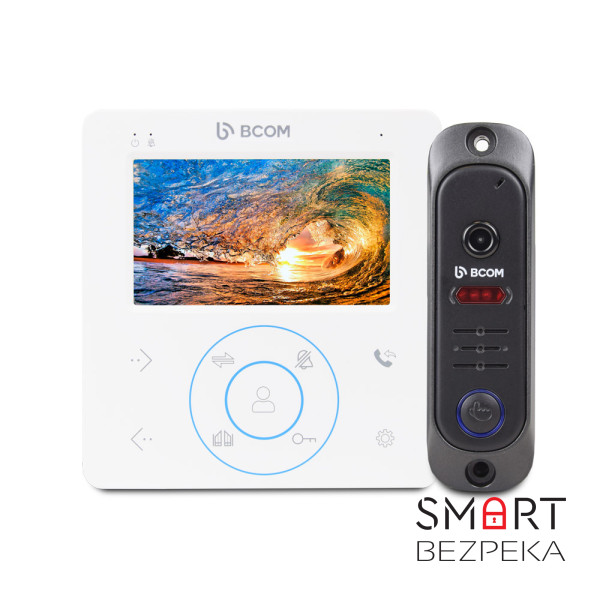 Комплект відеодомофона BCOM BD-480 White Kit: відеодомофон 4" і відеопанель