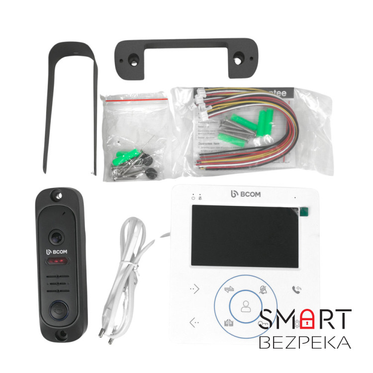 Комплект відеодомофона BCOM BD-480 White Kit: відеодомофон 4" і відеопанель