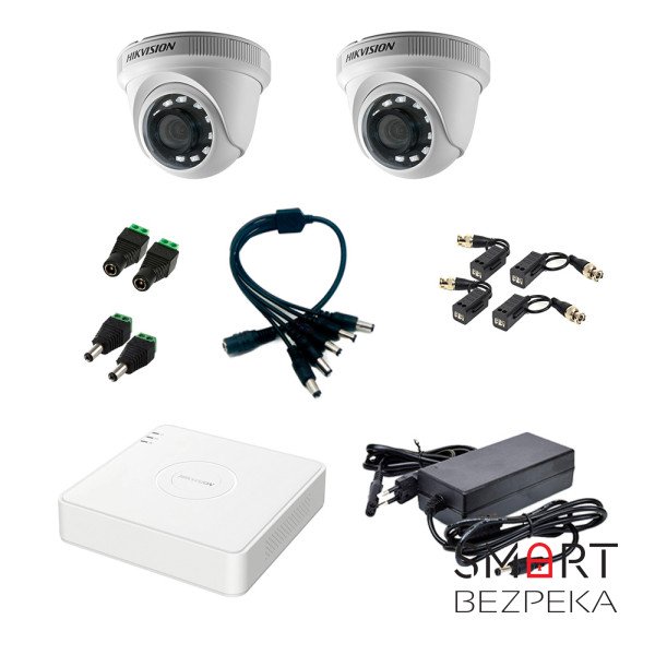 Комплект відеоспостереження Hikvision на 2 відеокамери 2Мп внутрішній аналоговий