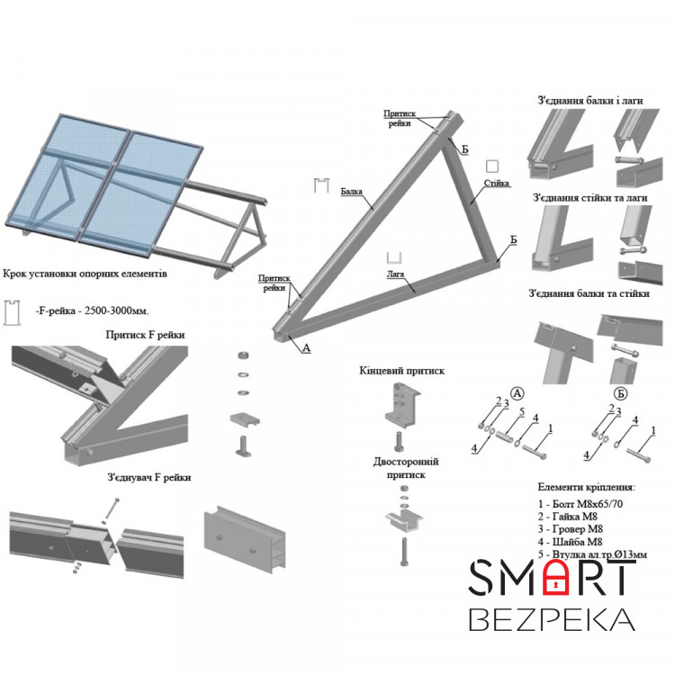 Монтажний набір (8 модулів, статична система з кутом нахилу 35)