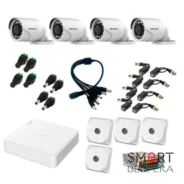 Комплект відеоспостереження Hikvision на 4 вуличні відеокамери 2Мп аналоговий