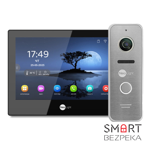 Комплект Neolight ALPHA Hybrid HD KIT B/SilverP: гібридний відеодомофон 8" з Wi-Fi та 2 Мп відеопанель