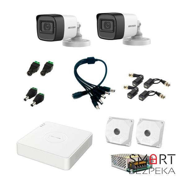 Комплект відеоспостереження Hikvision на 2 вуличні відеокамери 2Мп аналоговий