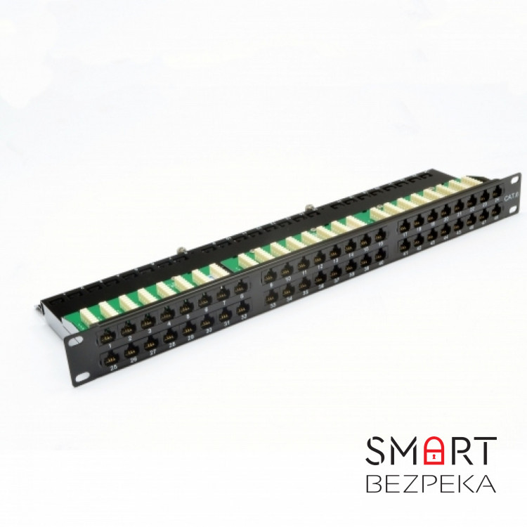 Патч-панель CMS 19" 48xRJ-45 UTP, кат. 6, 1U с организатором кабеля