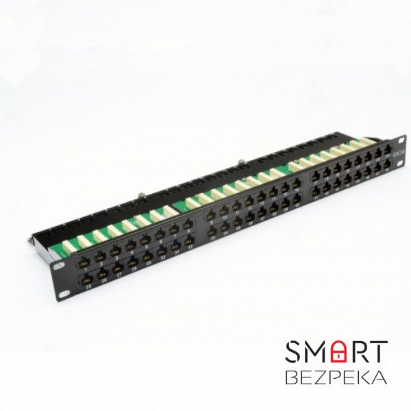 Патч-панель CMS 19" 48xRJ-45 UTP, кат. 6, 1U з організатором кабелю