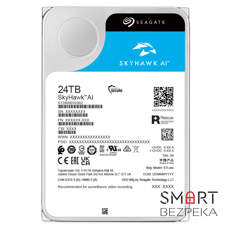 Жесткий диск 24TB Seagate SkyHawk AI ST24000VE002 для видеонаблюдения