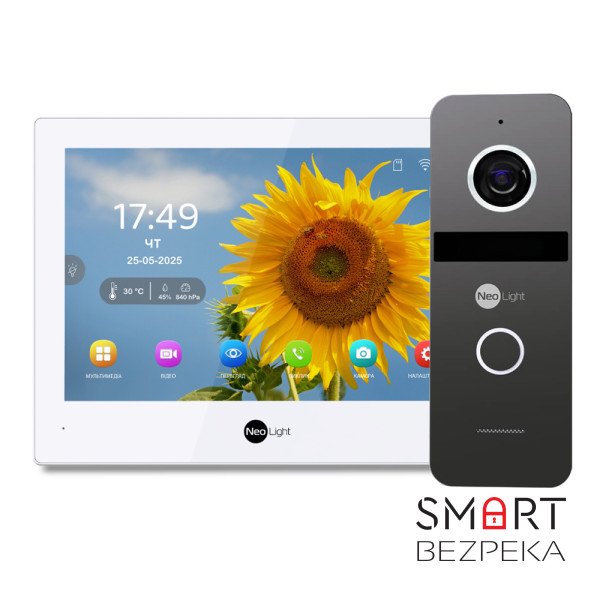 Комплект Neolight ALPHA Hybrid IPW KIT Graphite: гібридний відеодомофон 8" з Wi-Fi та 2 Мп IP відеопанель з Wi-Fi