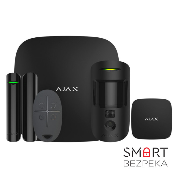 Комплект сигналізації та захисту від потопу Ajax StarterKit Cam black + датчик затоплення Ajax LeaksProtect black