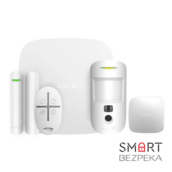 Комплект сигналізації та захисту від потопу Ajax StarterKit Cam white + датчик затоплення Ajax LeaksProtect white