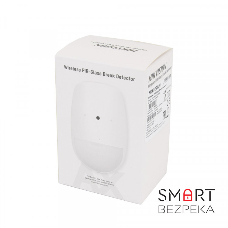 Бездротовий комбінований датчик руху і розбиття скла Hikvision DS-PDPG12P-EG2-WE AX PRO