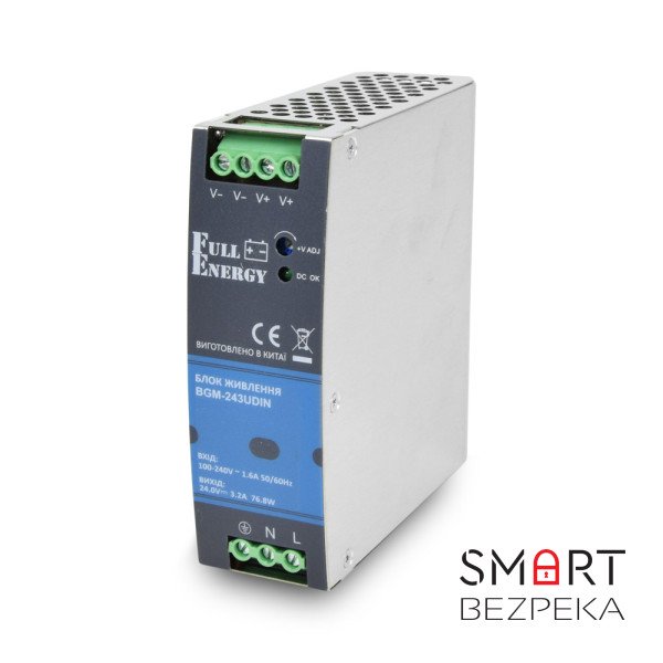 Блок живлення Full Energy BGM-243UDIN 24 В / 3.2 А для кріплення на DIN рейку