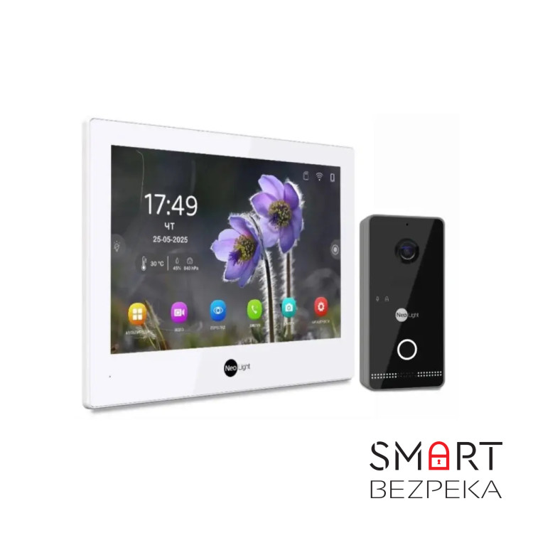 Комплект Neolight ALPHA Hybrid IPWO KIT Black: гібридний відеодомофон 8" з Wi-Fi та 2 Мп IP відеопанель з Wi-Fi