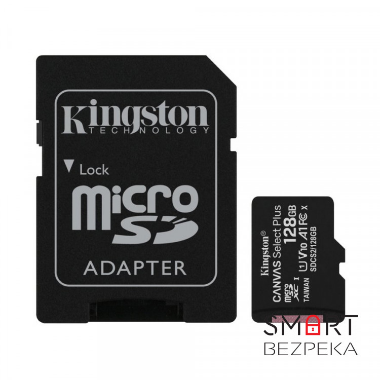 Карта пам'яті microSDXC Kingston 128GB Canvas Select Plus Class 10 UHS-I + SD-адаптер (SDCS2/128GB)