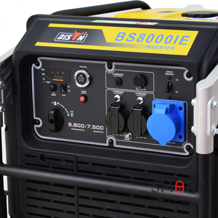 Инверторный бензиновый генератор BISON BS8000IE максимальная мощность 7.5 кВт