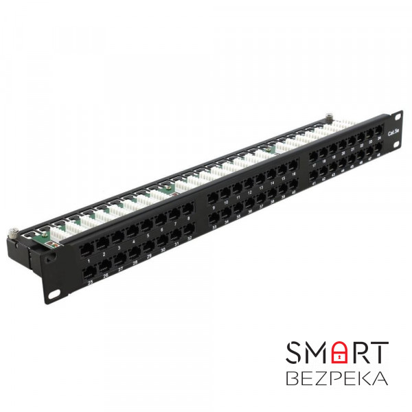 Патч-панель Hypernet 48 портов UTP кат.5е 19" PP-KUTP48-1U с держателем кабеля