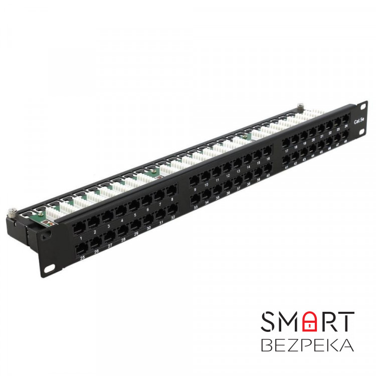 Патч-панель Hypernet 48 портов UTP кат.5е 19" PP-KUTP48-1U с держателем кабеля