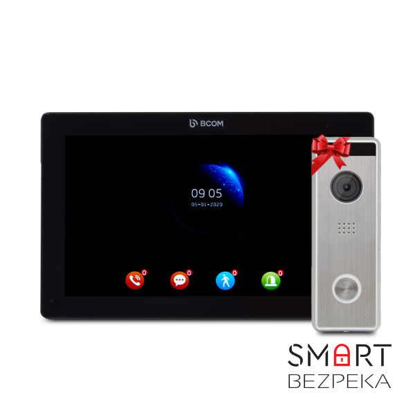 Відеодомофон 10" BCOM BD-1070FHD Black + Відеопанель Tantos Triniti FHD