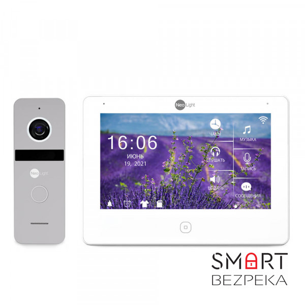 Комплект видеодомофона Neolight NeoKIT HD Pro WF Silver: видеодомофон 7" с Wi-Fi с детектором движения и 2 Мп видеопанель