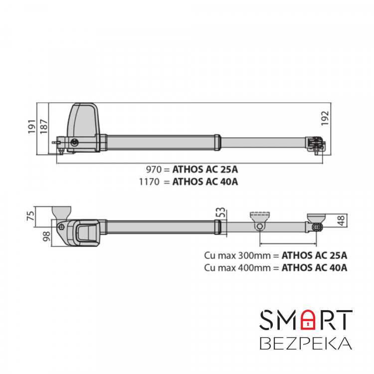 Автоматика для розпашних воріт BFT ATHOS AC A40 BASE KIT комплект