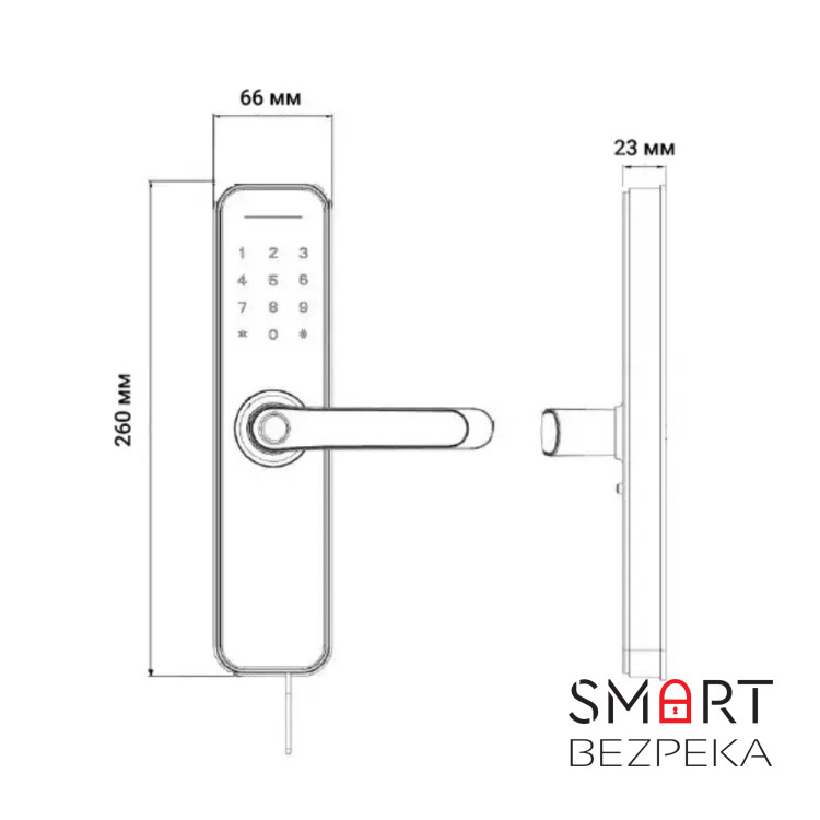 Розумний дверний біометричний замок SEVEN LOCK SL-7740BF grey (врізна частина 5050)