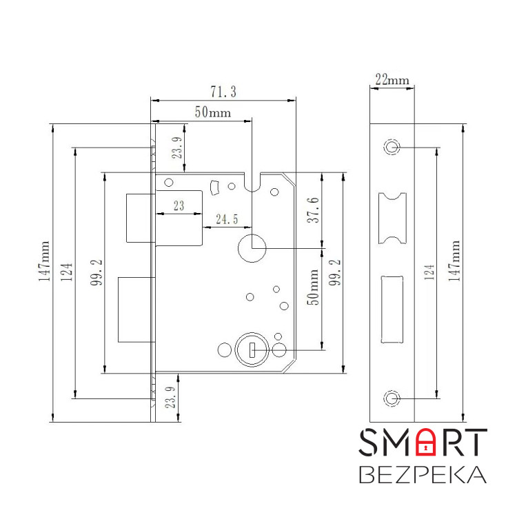 Розумний дверний біометричний замок SEVEN LOCK SL-7740BF grey (врізна частина 5050)