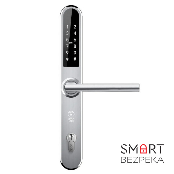 Розумний дверний біометричний замок SEVEN LOCK SL-7761BF silver (без врізної частини)