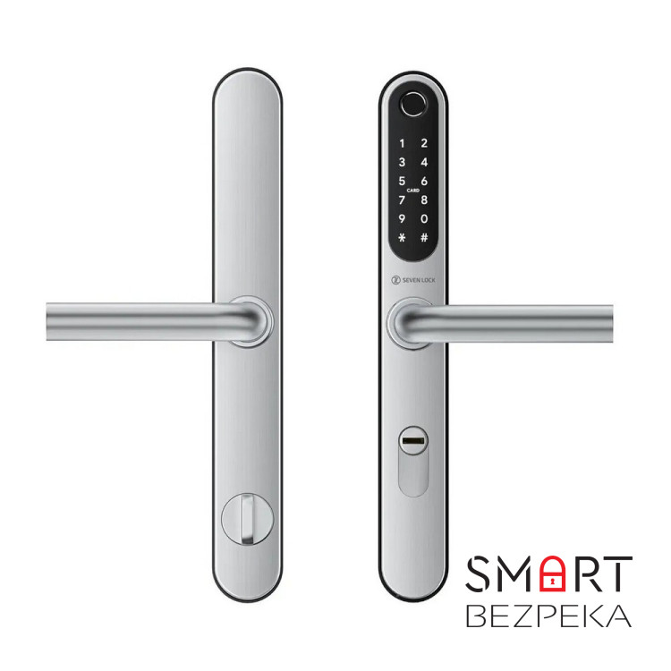 Розумний дверний біометричний замок SEVEN LOCK SL-7761BF silver (без врізної частини)