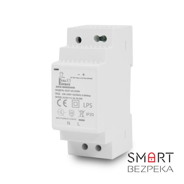 Блок живлення Full Energy BGP-241UDIN 24 В / 1.5 А для кріплення на DIN рейку