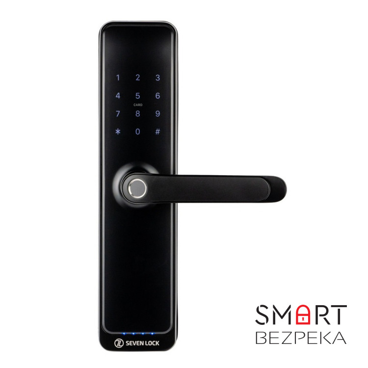 Розумний дверний біометричний замок SEVEN LOCK SL-7767BFW (врізна частина 6068 Auto)