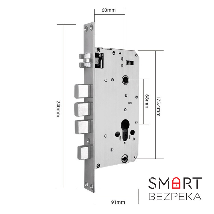 Умный дверной биометрический замок SEVEN LOCK SL-7767BFW (врезная часть 6068 Auto)