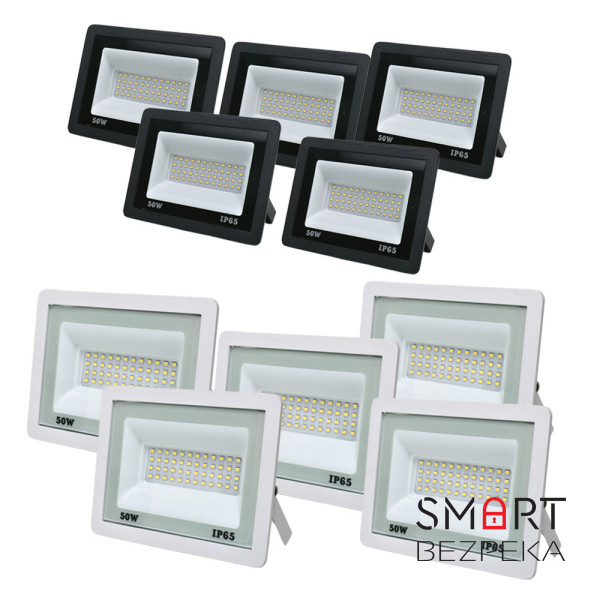 Комплект 5+5 світлодіодних прожекторів Lightwell 50W: 5 x LW-FL-B-50 та 5 x LW-FL-W-50